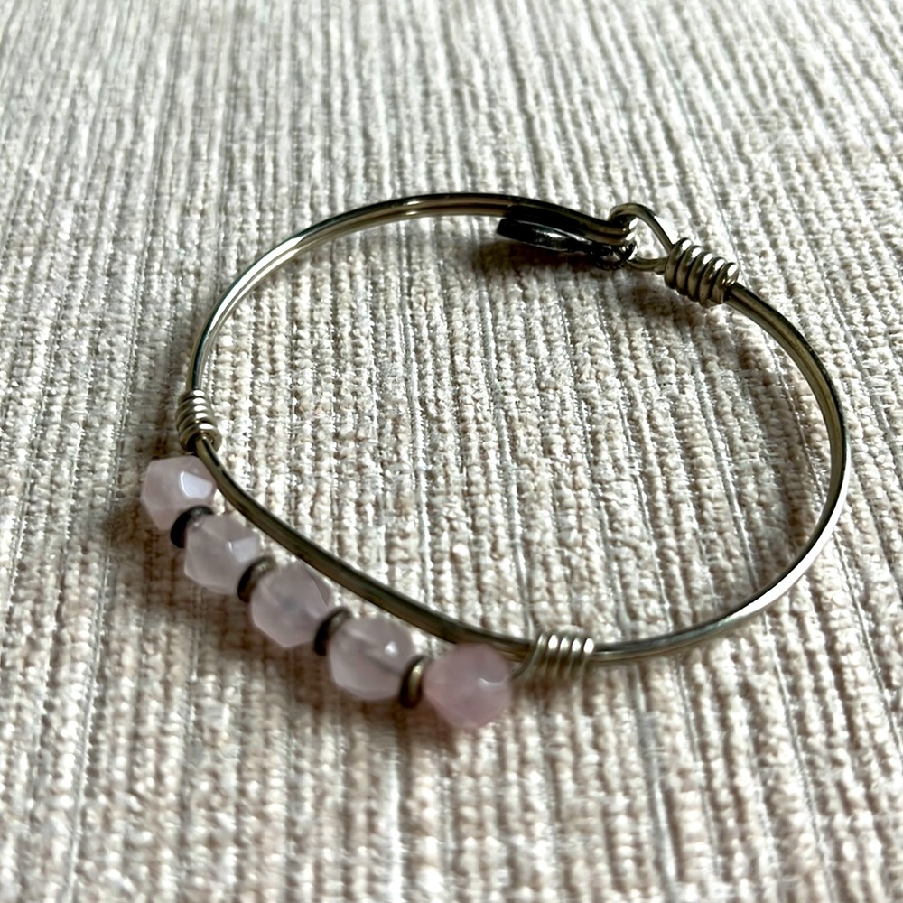 Luca + Danni silver tone bracelet with light pink stones